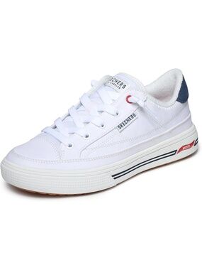 Women's White Navy Red Closed Toe Slip On Arch Arcade Athletic Walking Sneaker